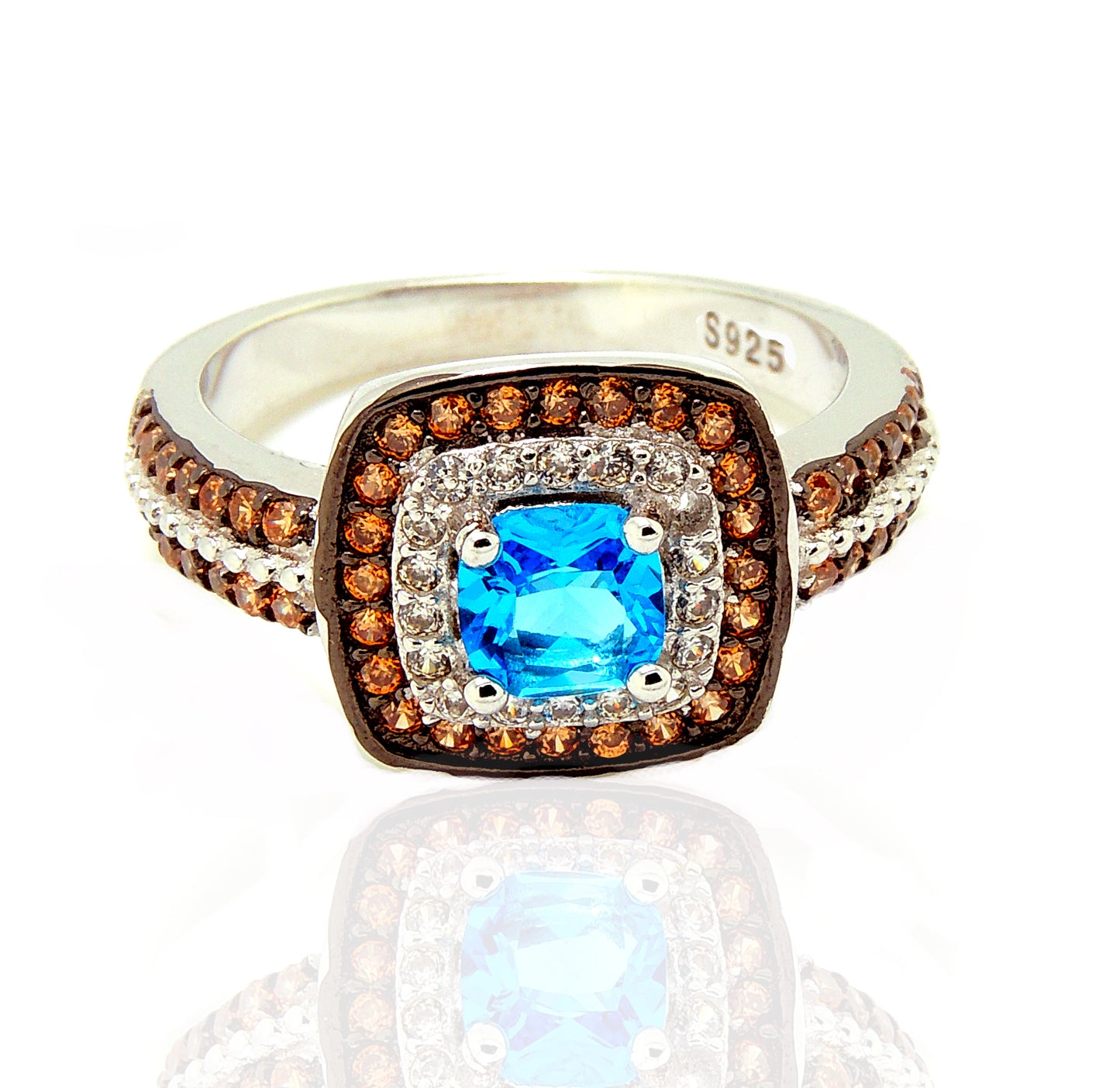 CocoHaloEngagementRingWomenChocolateBlueCzGingerLyneCollection_Brown-3