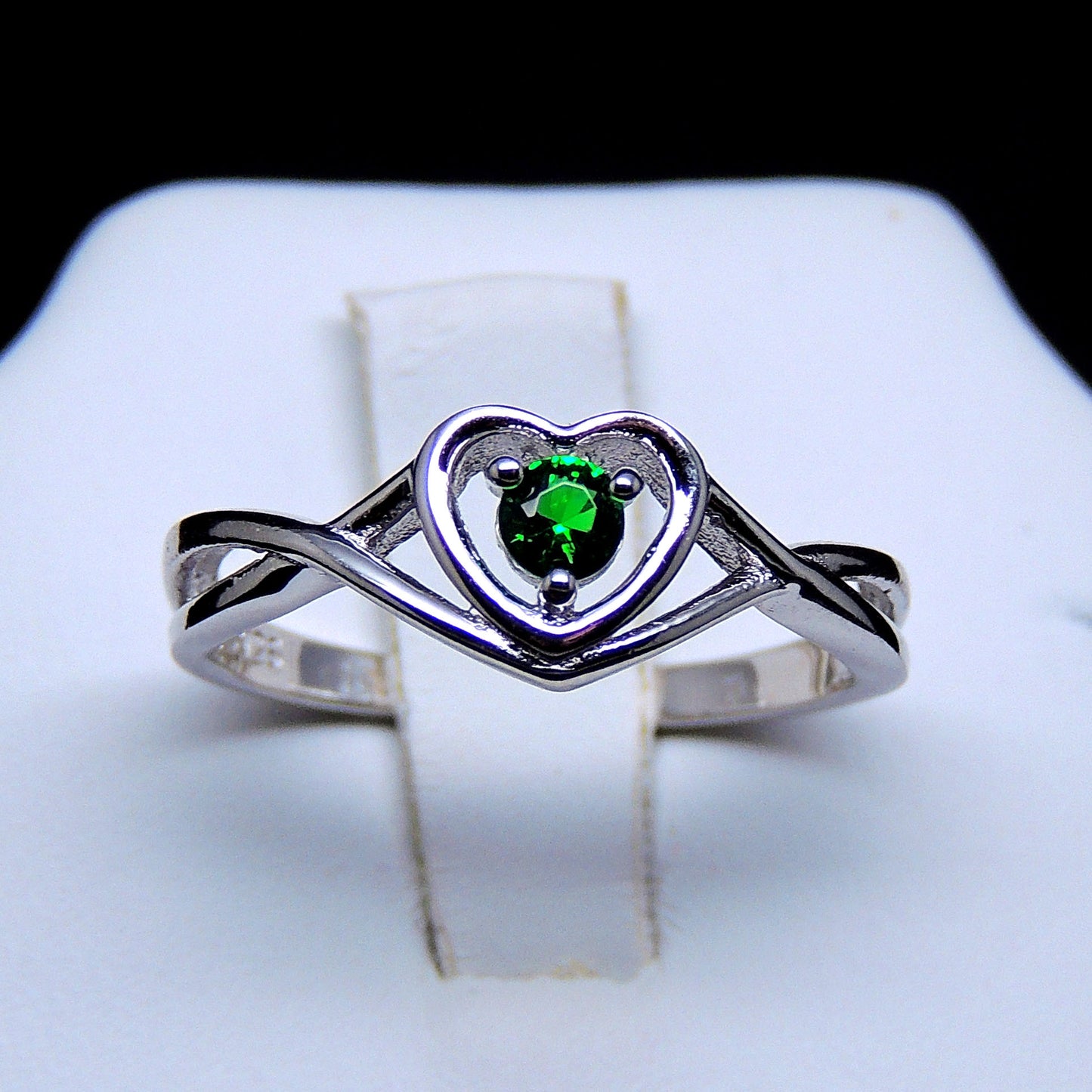 ChristineEngagementRingforWomenPromiseHeartBirthstoneCzSterlingSilverbyGingerLyne_May-Green-2