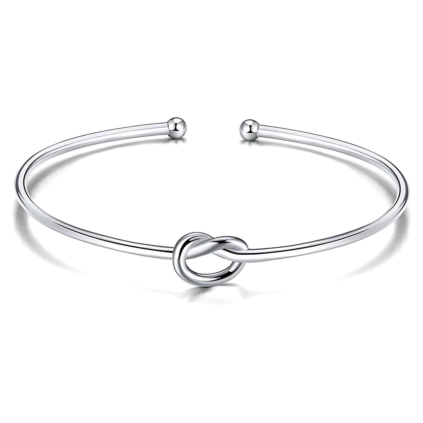 LoveKnotBraceletforWomenorMenbyGingerLyne|BridalPartyGifts|SterlingSilverBangleforWomenAdjustable_Silver-1