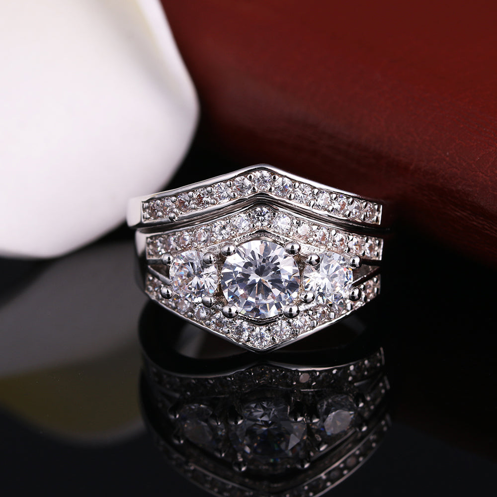 LeahaWeddingRingSetforWomen3pcBridalEngagementBandGingerLyneCollection_Silver-3