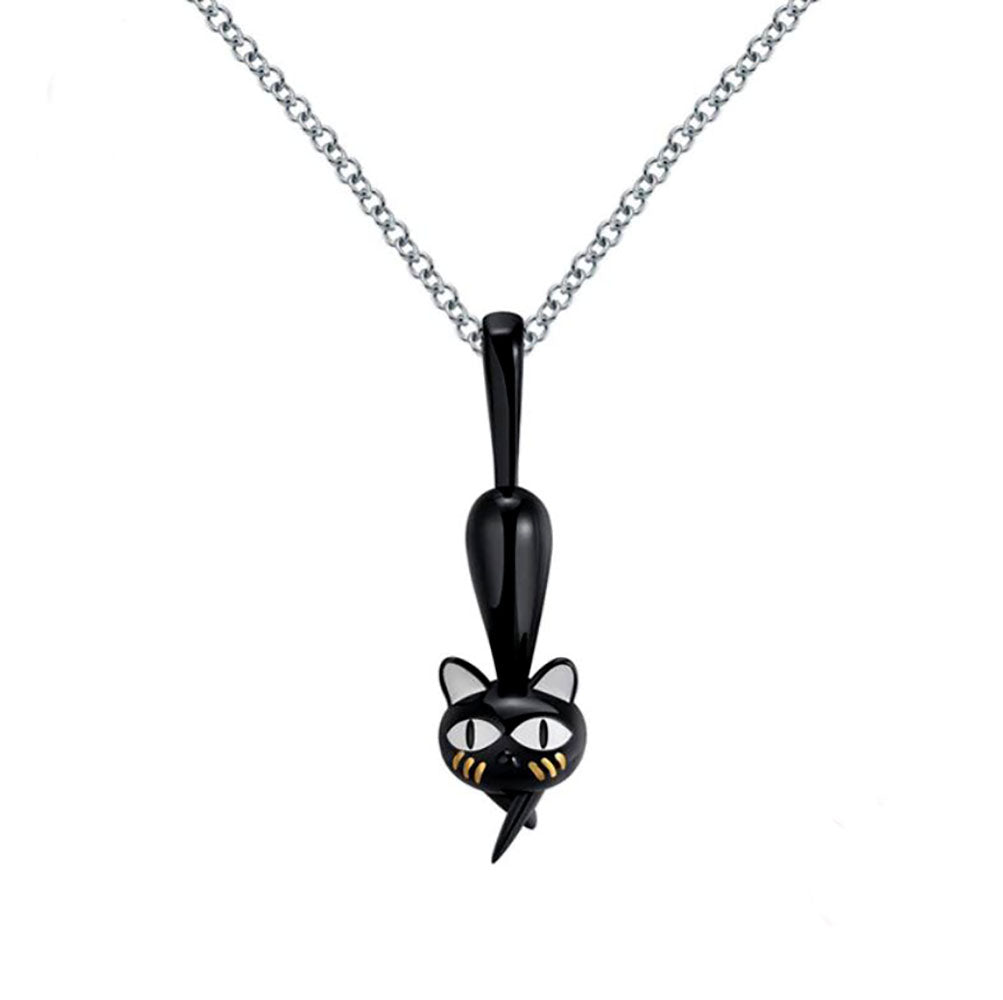 GinnyBlackCatKittyPendantNecklaceforWomenSterlingSilverGingerLyneCollection_Black-1