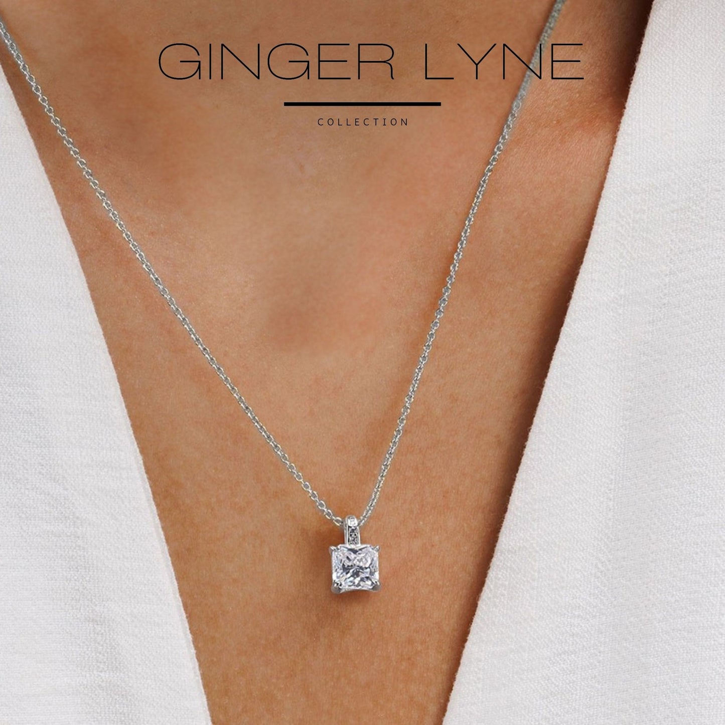 PrincessCutSolitaireNecklaceforWomenSterlingSilver2CtCubicZirconia18"ChainGingerLyne_Silver-3