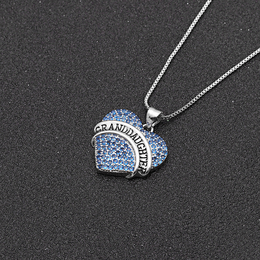 GranddaughterNecklaceforWomenbyGingerLyneCZHeartPendantWhiteGoldPlated_Blue-3