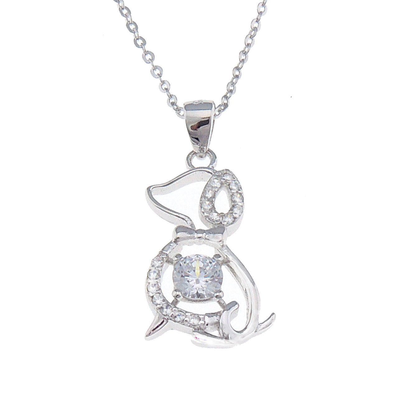 BellaDogPendantSterlingSilverCubicZirconiaChainNecklaceGingerLyneCollection_silver-1
