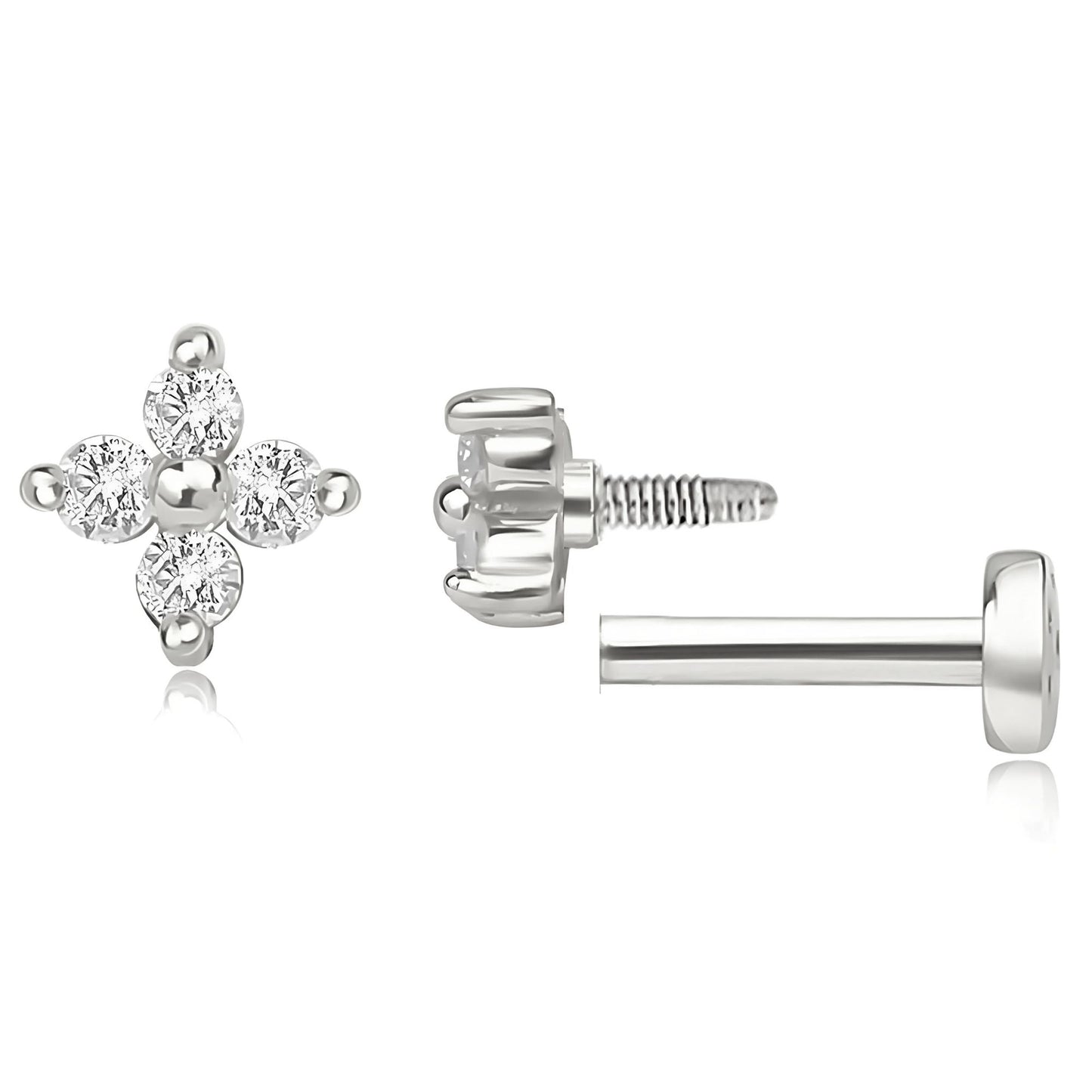 CubicZirconiaFlatBackStudEarringsbyGingerLyneGoldPlatedSterlingSilverBodyJewelry_Silver-1