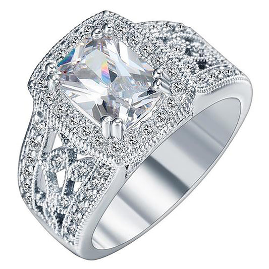 DesireeEngagementRingHaloWomenEmeraldCubicZirconiaGingerLyneCollection_Silver-1
