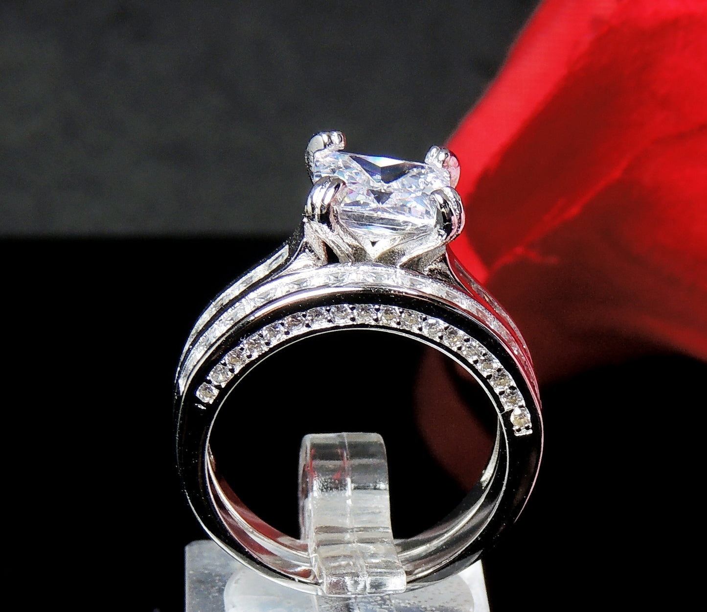 TrynityWeddingRingSetforWomenCZEngagementRingMatchingBridalBandGingerLyneCollection_Silver-4