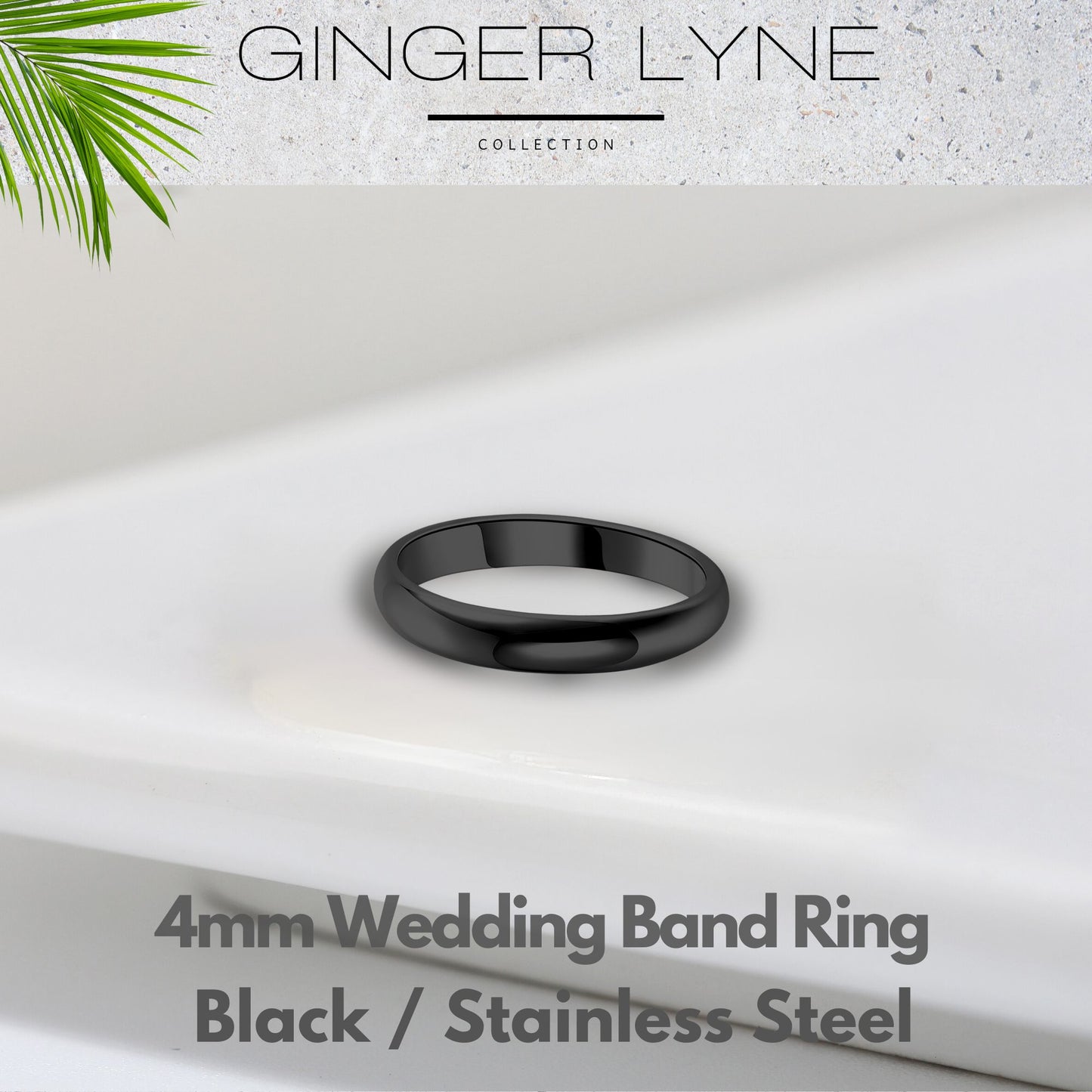 4mmStainlessSteelWeddingBandRingforWomenorMenGingerLyneCollection_4mmBlack-2