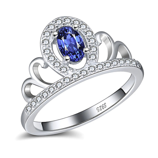 CrownEngagementEnhancerRingforWomenBlueCzSterlingSilverGingerLyneCollection_Blue-1