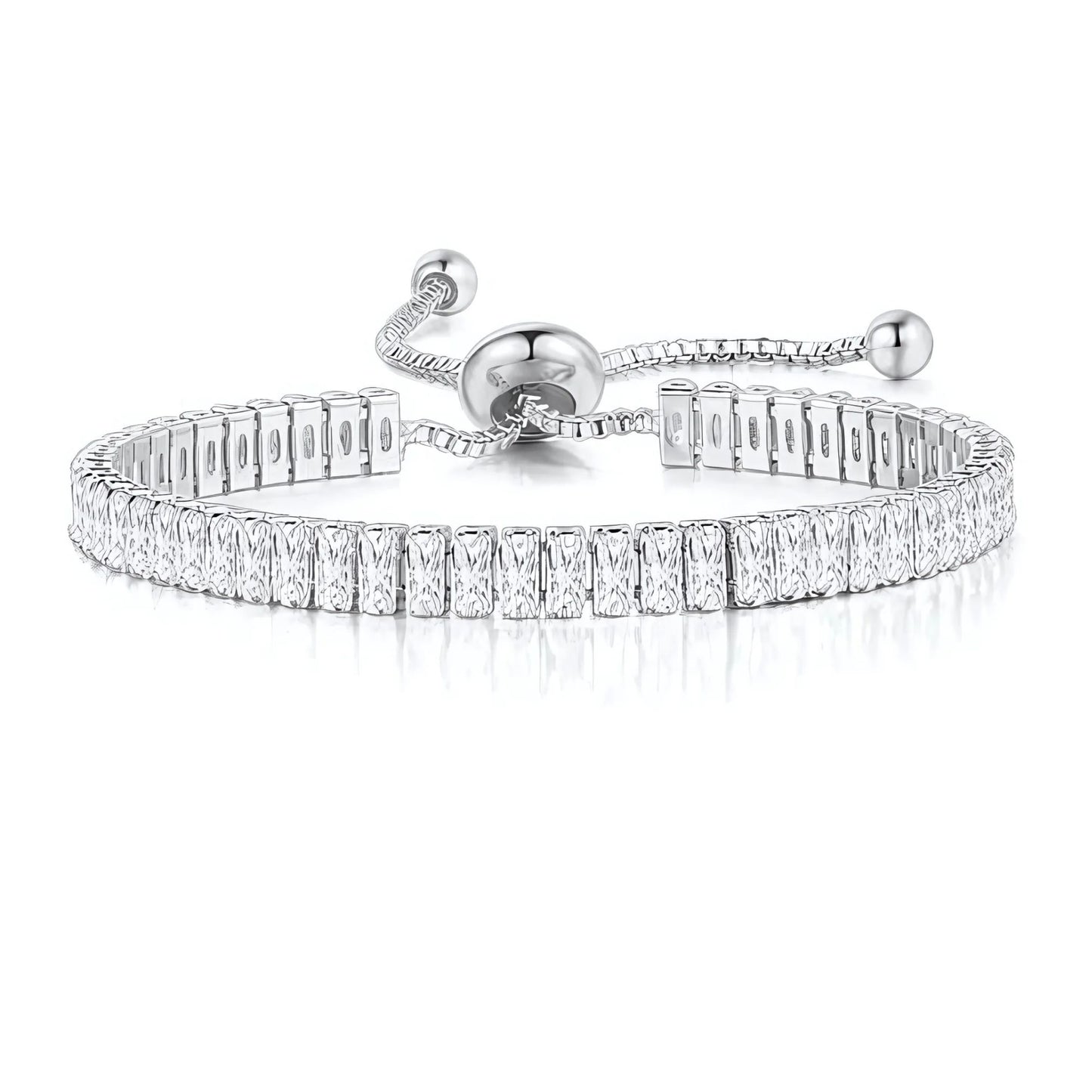 CZTennisBraceletforWomenAdjustableChainSlideBeadWhiteGoldPlatedGingerLyneCollection_Clear-1