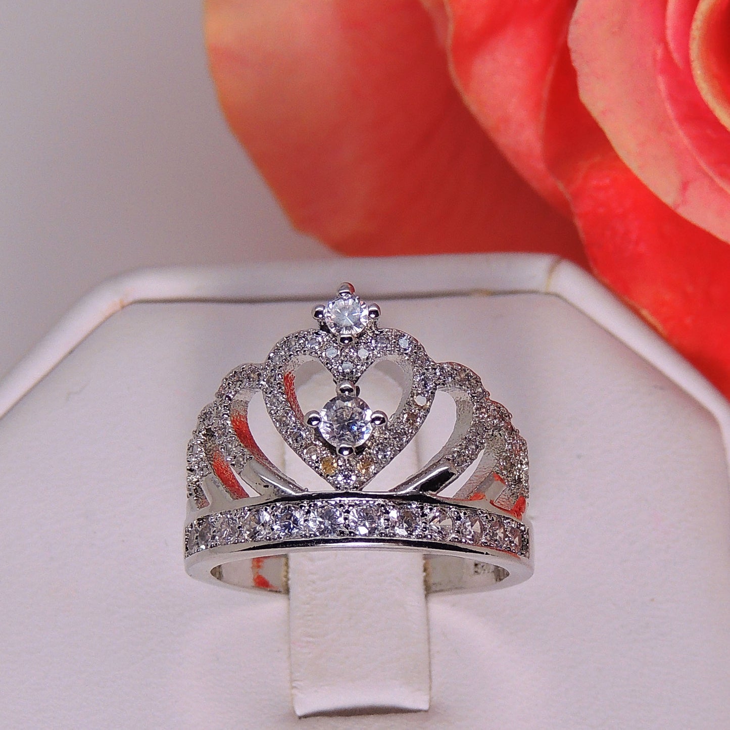 MonaEngagementRingCrownCubicZirconiaPlatedWomensGingerLyneCollection_Silver-2