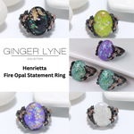 Load image into Gallery viewer, Henrietta Fire Opal Engagement Ring for Women Promise Ginger Lyne Collection - Green,10
