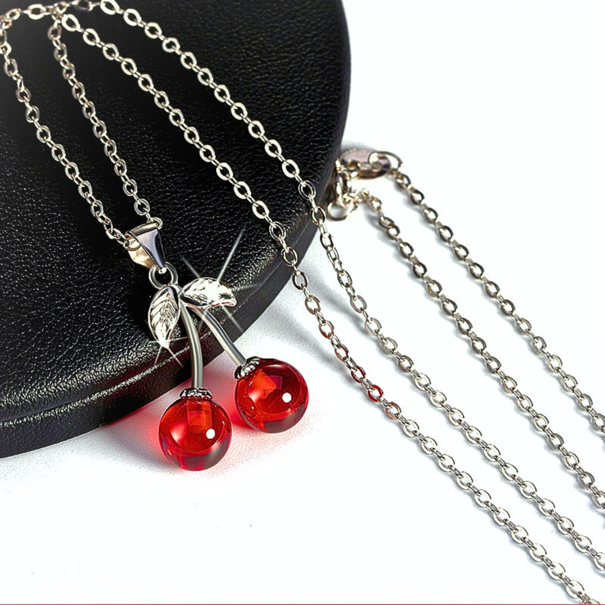 CherryNecklaceforWomenRedAgateSterlingSilverPendantandChainGingerLyneCollection_Red-5