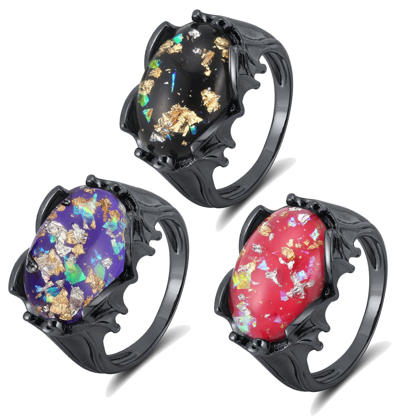 GothicBatWingBlackDragonEyeRingForWomenSterlingSilverGingerLyneCollection_Black-4