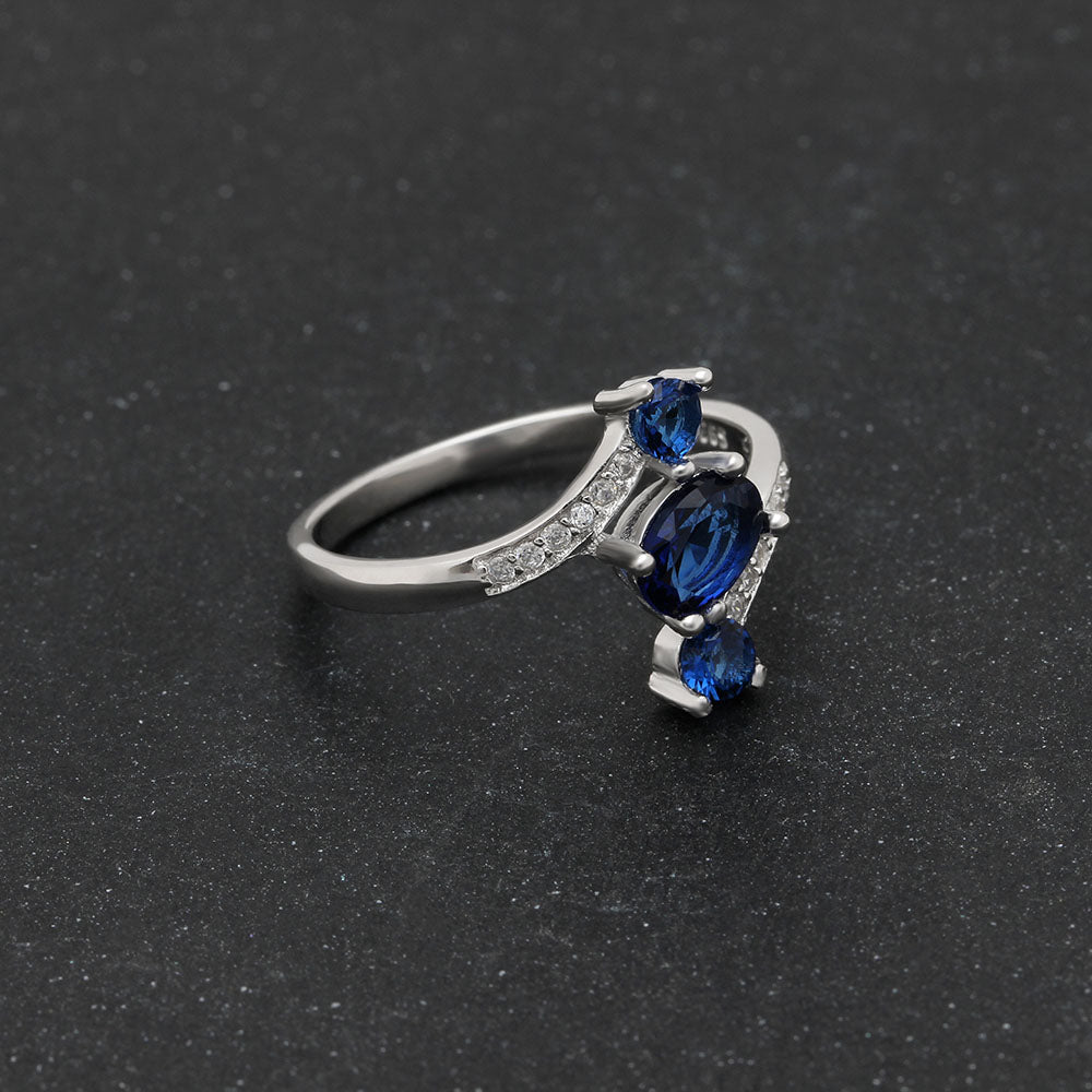 BirthstoneRingforWomenStatementRing3StoneSterlingSilverCzGingerLyneCollection_Blue-4