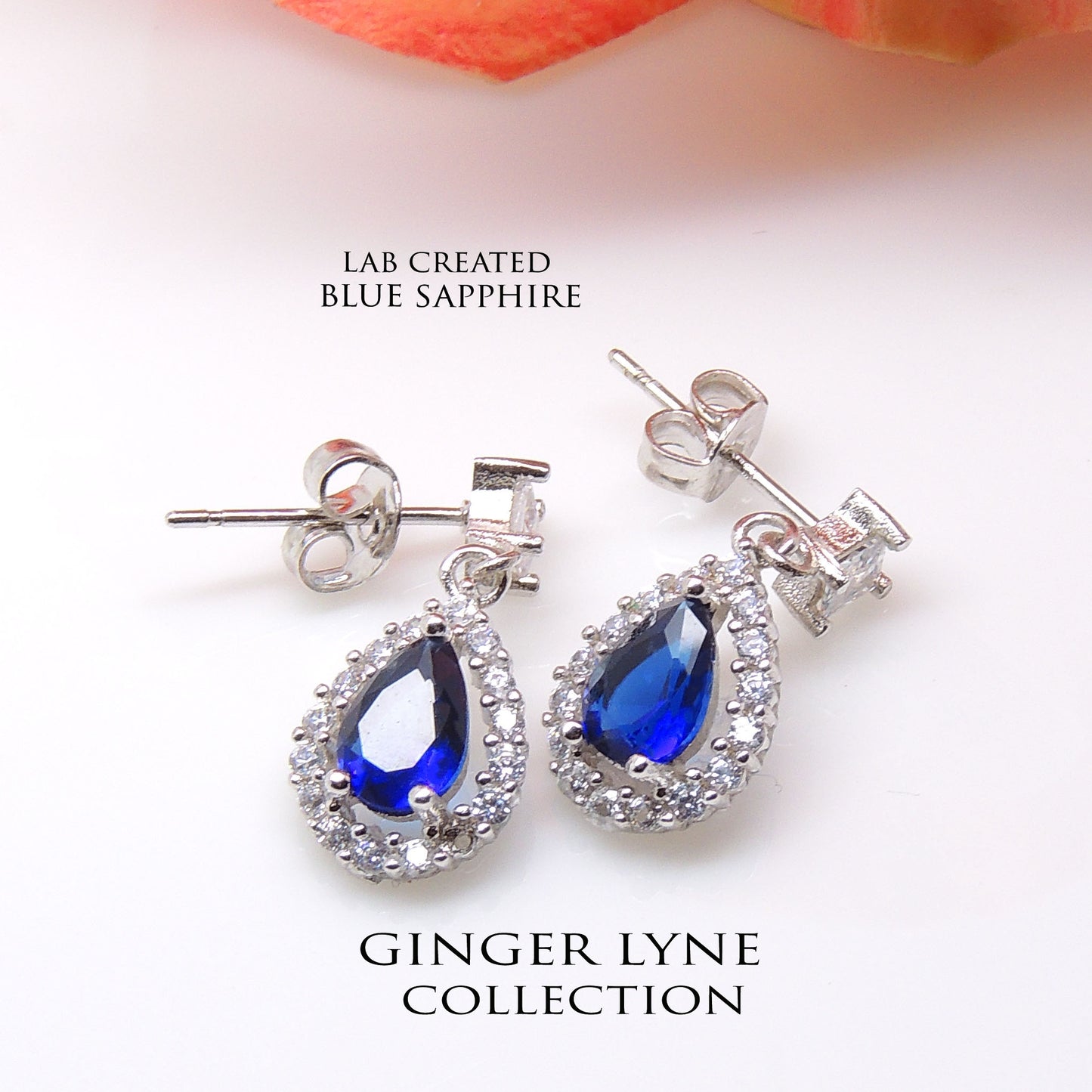 SonomaStudDangleEarringsBluePearClearCzWomensGingerLyneCollection_Blue-3