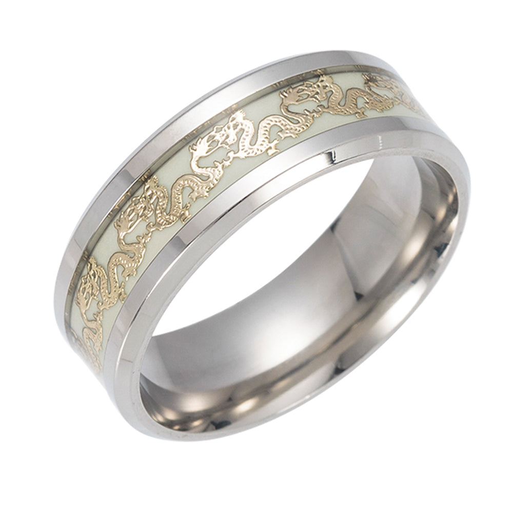 GlowinDarkDragonStainlessSteelWeddingBandRingMenWomenGingerLyneCollection_Silver-1