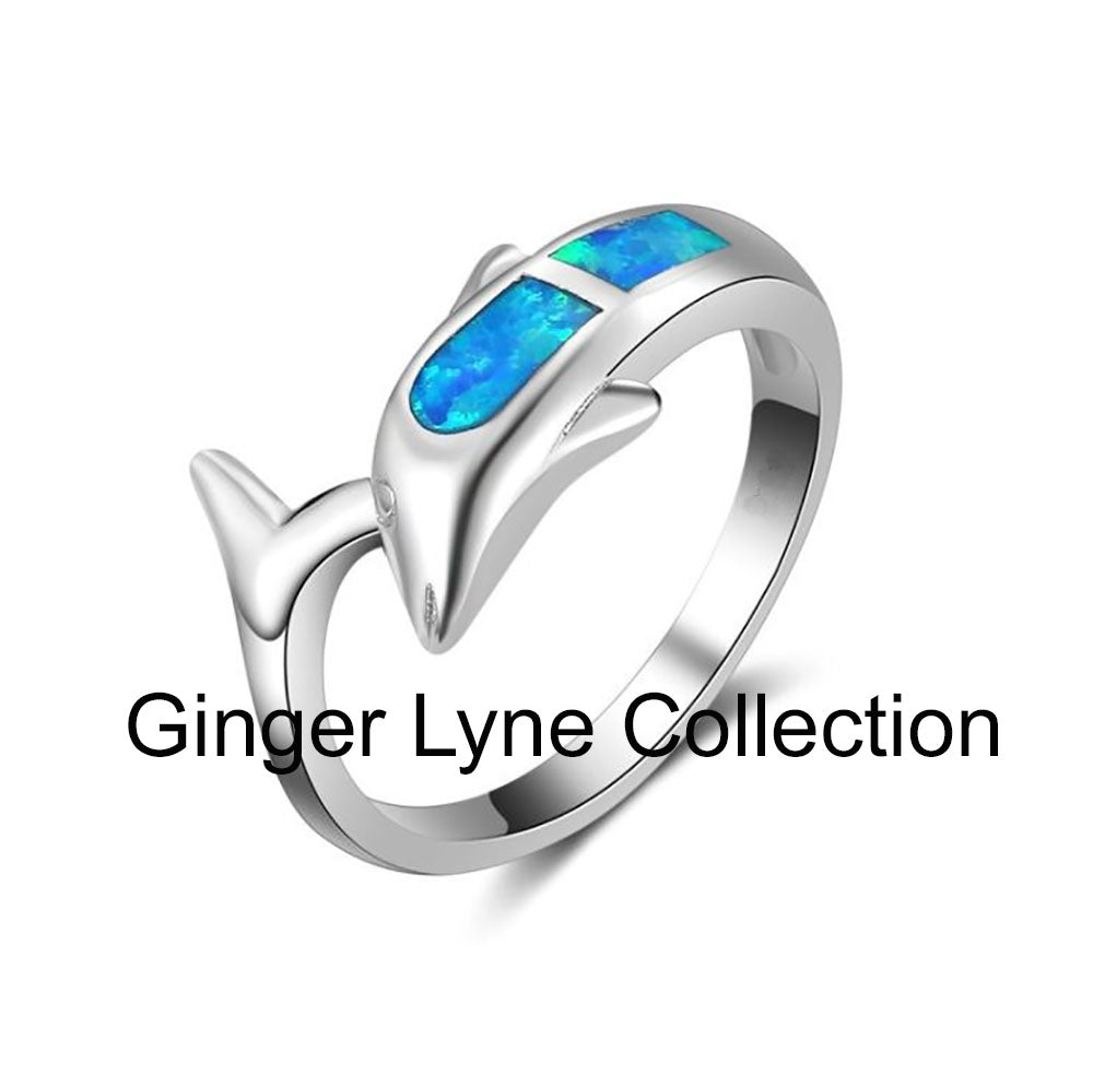 DolphinFireOpalRingWhiteGoldPlatedWomensGingerLyneCollection_Blue-5