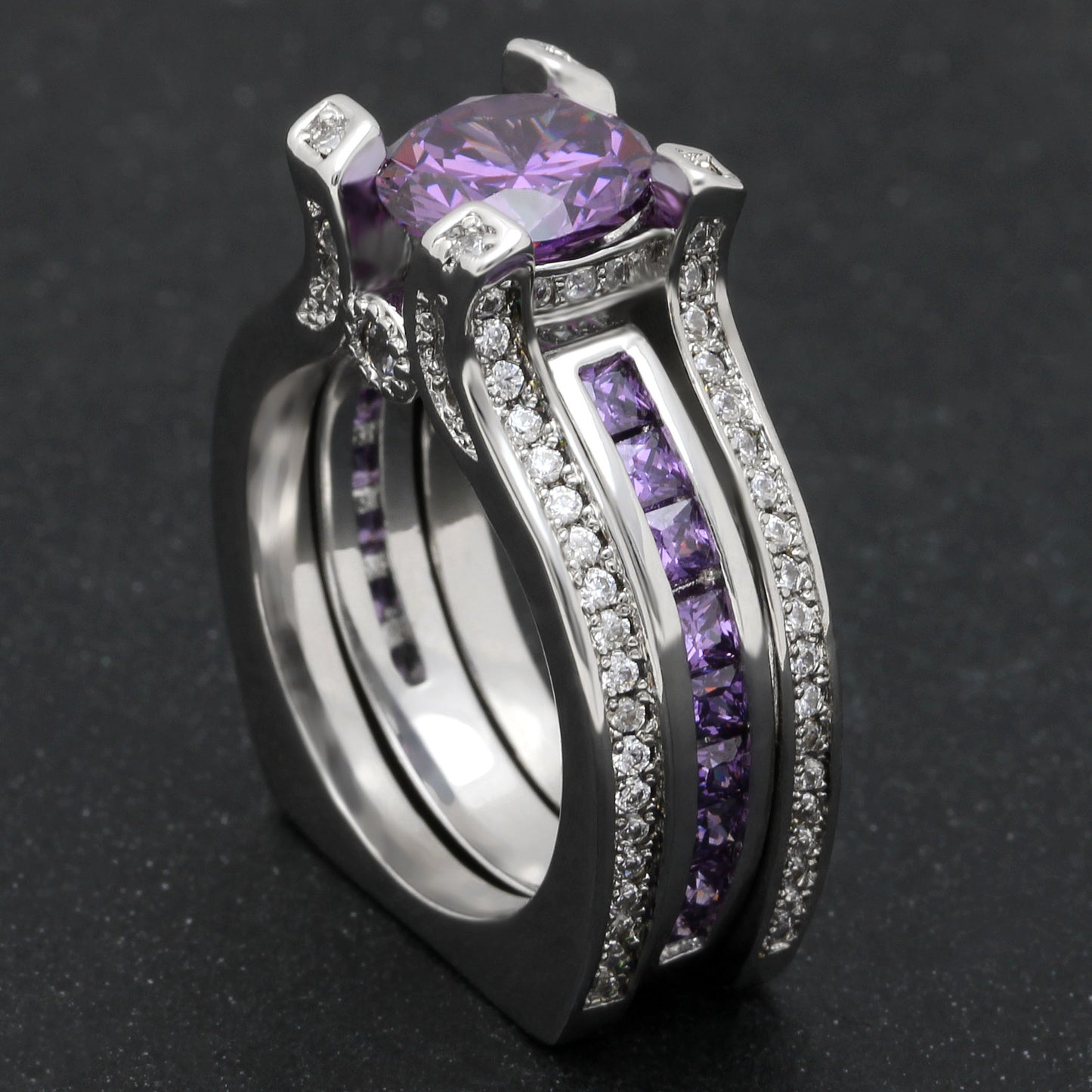 SkylarWeddingRingSetforWomenEngagementRingandMatchingBandCzGingerLyneCollection_Purple/Purple-6