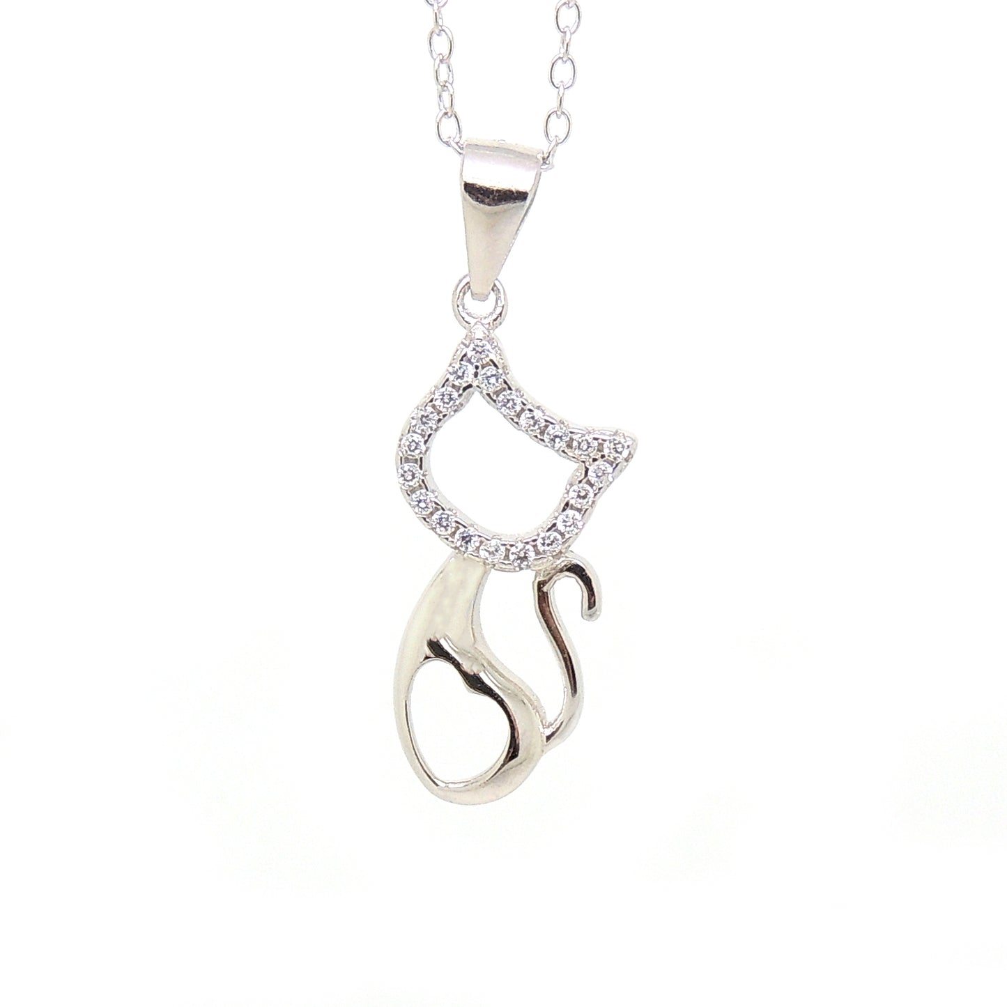 SimonKittyCatPendantNecklaceforWomenSterlingSilverCzGingerLyneCollection_Silver-1