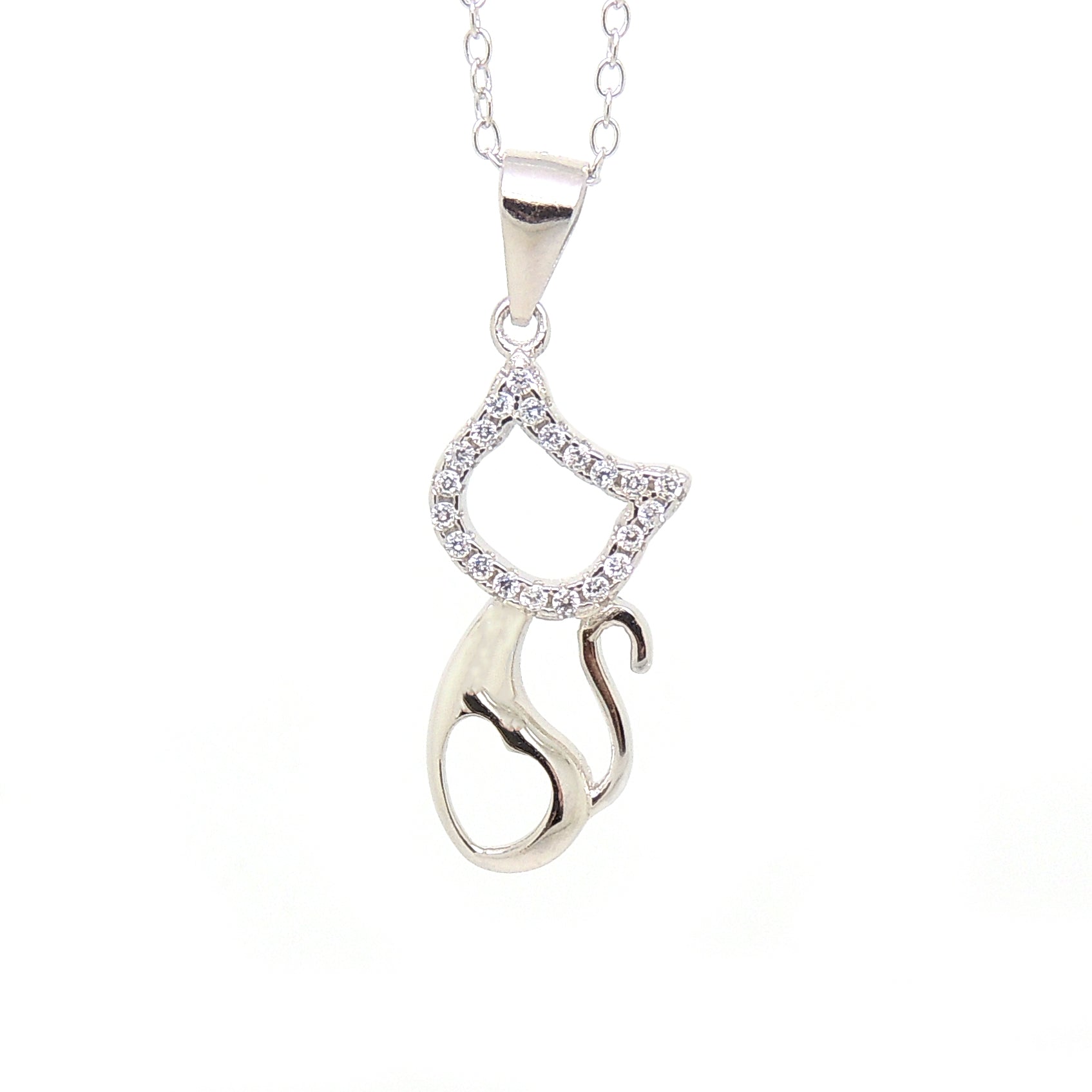 SimonKittyCatPendantNecklaceforWomenSterlingSilverCzGingerLyneCollection_Silver-1