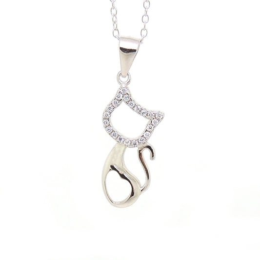 SimonKittyCatPendantNecklaceforWomenSterlingSilverCzGingerLyneCollection_Silver-1