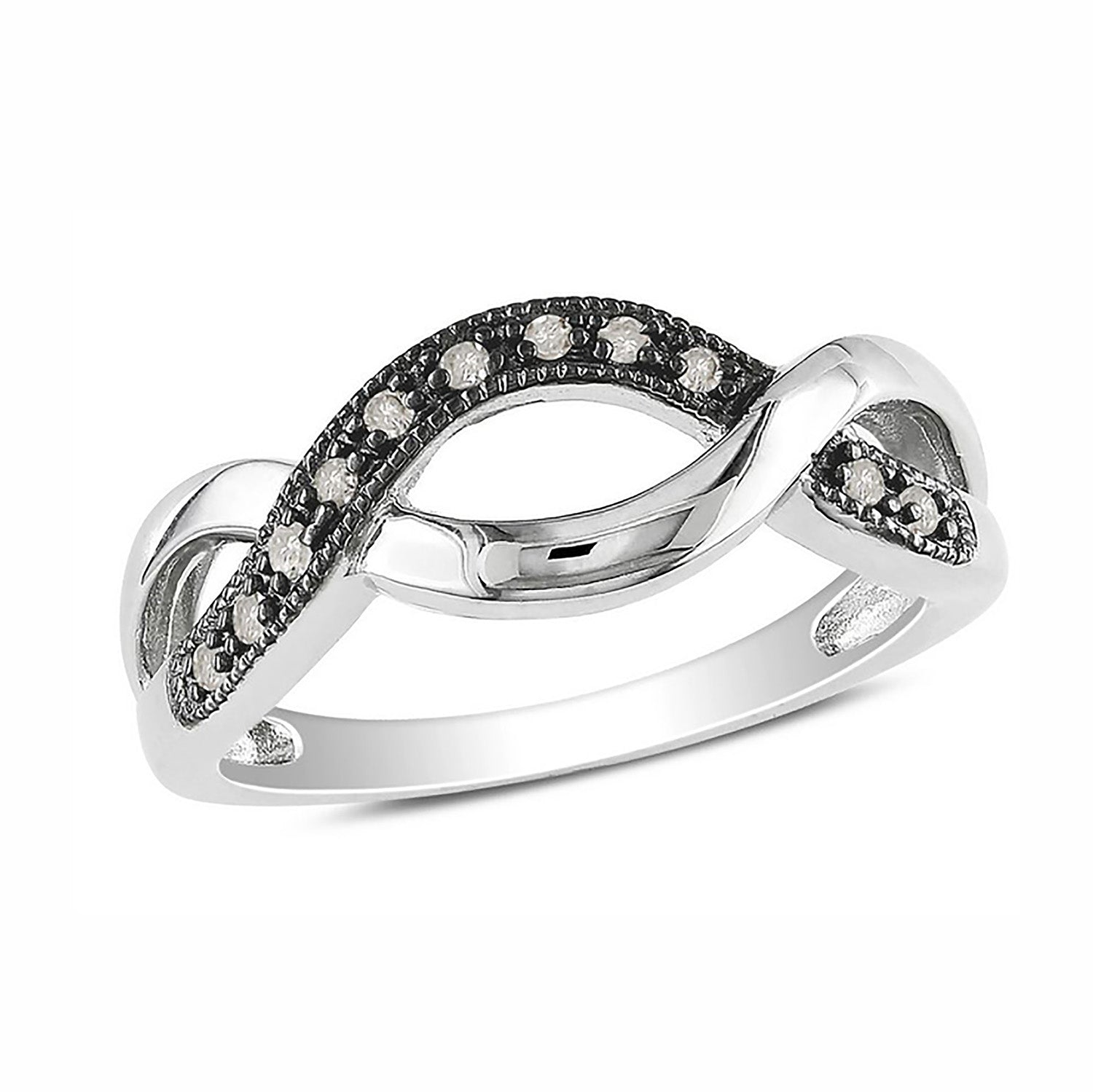 Infinity Black Ring Womens Sterling Silver Cubic Zirconia