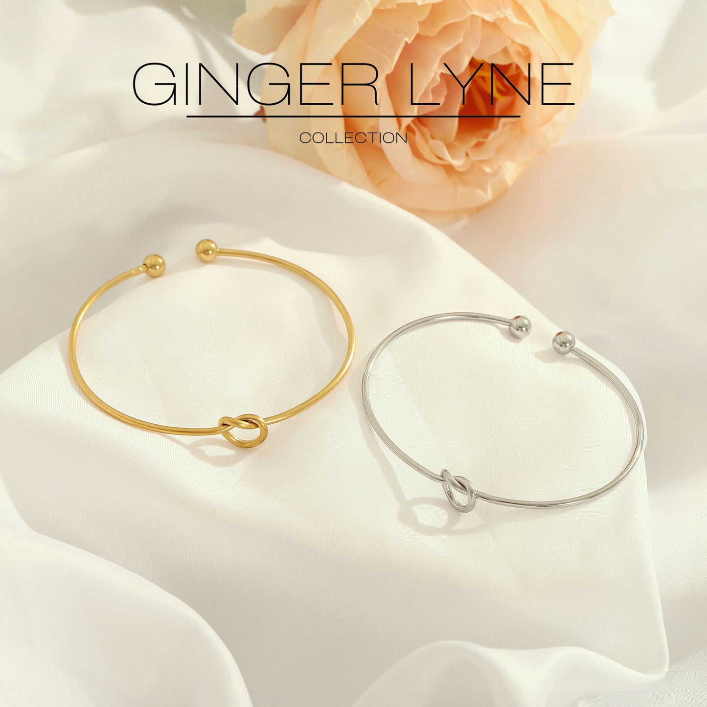 LoveKnotBraceletforWomenorMenbyGingerLyneBridalPartyGiftsLargeAdjustableBangle_Gold-6