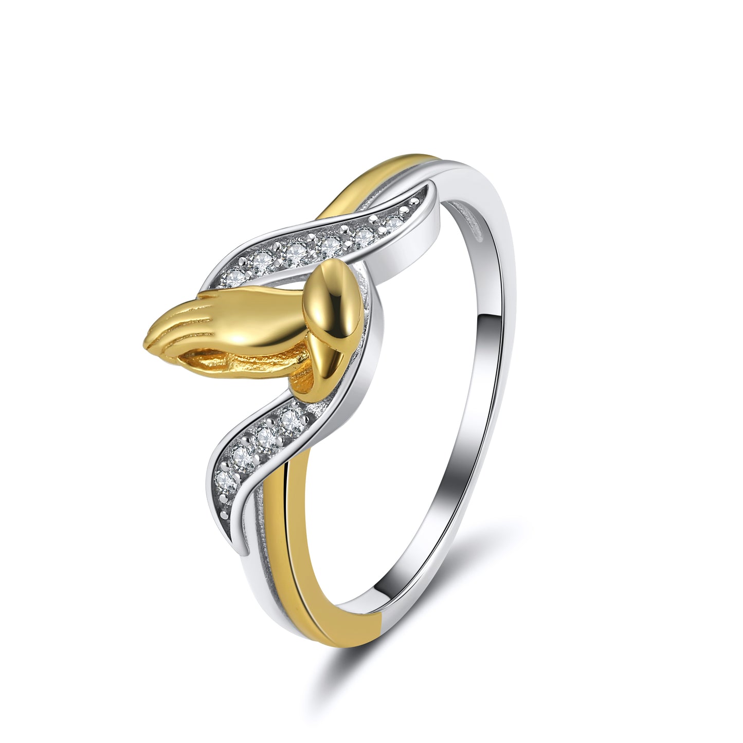 EasterPrayingHandsPrayerRingReligiousGoldPlatedSterlingSilverCzWomenGingerLyne_Gold-1