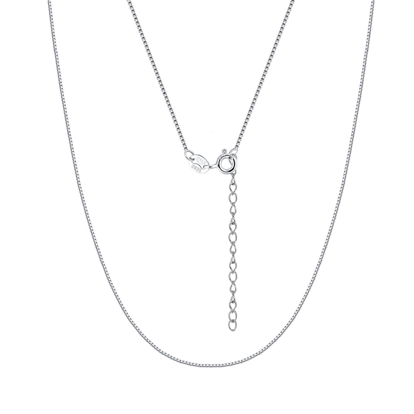 BoxChainforWomenbyGingerLyne22-24"AdjustableSterlingSilverNecklaceforMen|1mmWidth_ChainBox24Inch-1