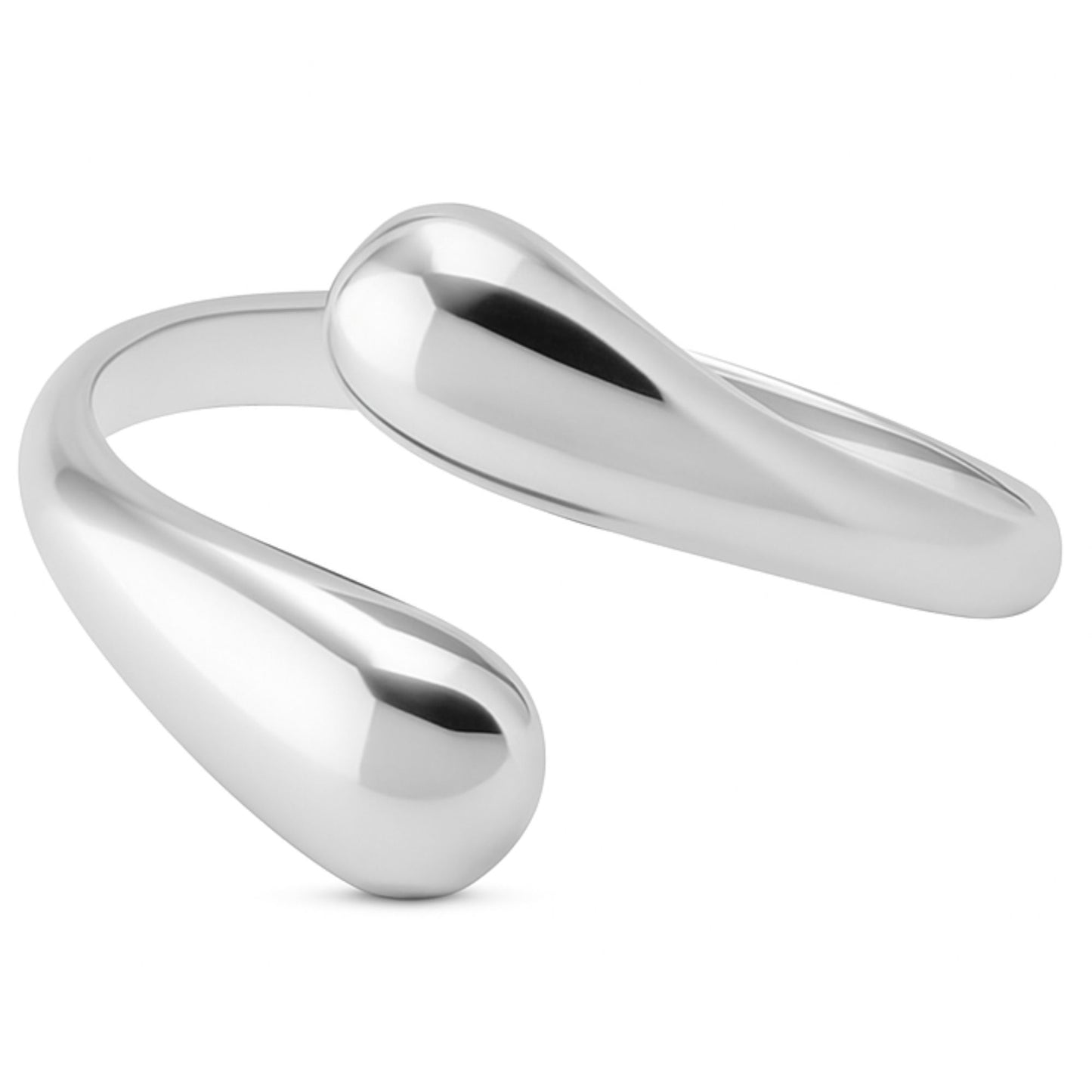 TeardropWrapRingforWomen14ktGoldPlatedStainlessSteelAdjustableCasualFashionRing_Silver-Tone-1