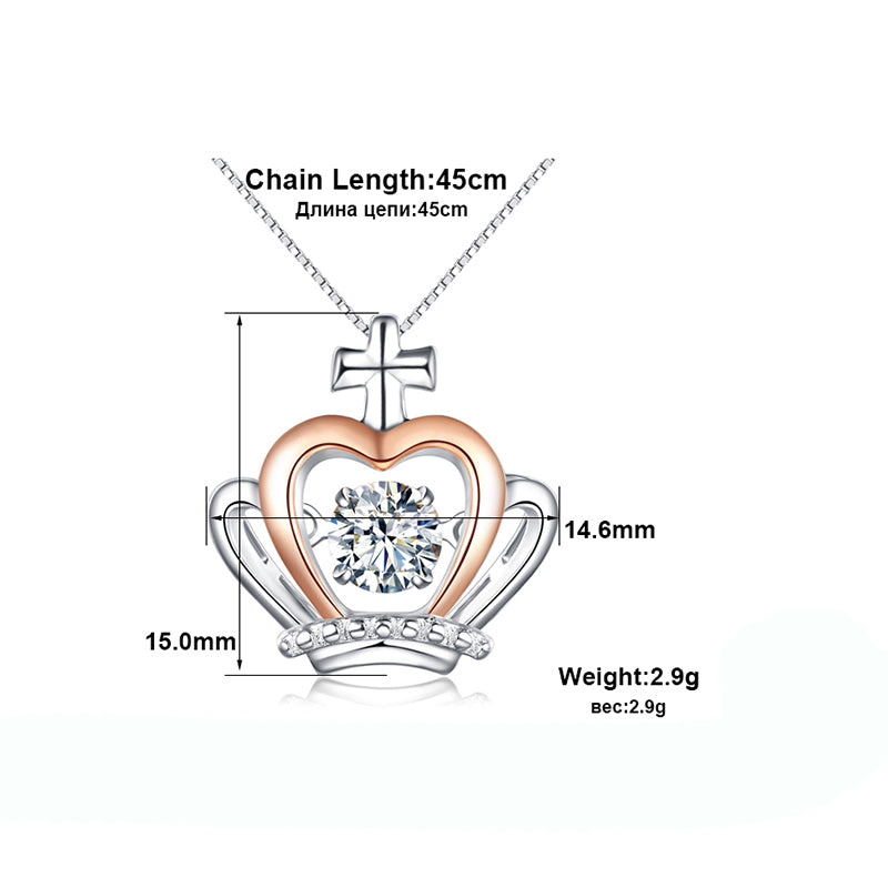 CrownNecklaceforWomenCZPendantandChainTwoToneSterlingSilverGingerLyneCollection_Silver-6