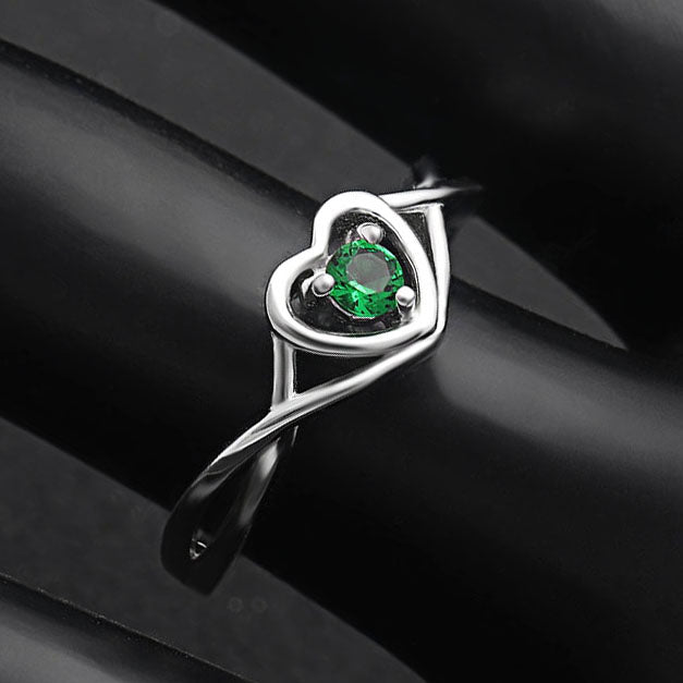 ChristineEngagementRingforWomenPromiseHeartBirthstoneCzSterlingSilverbyGingerLyne_May-Green-3
