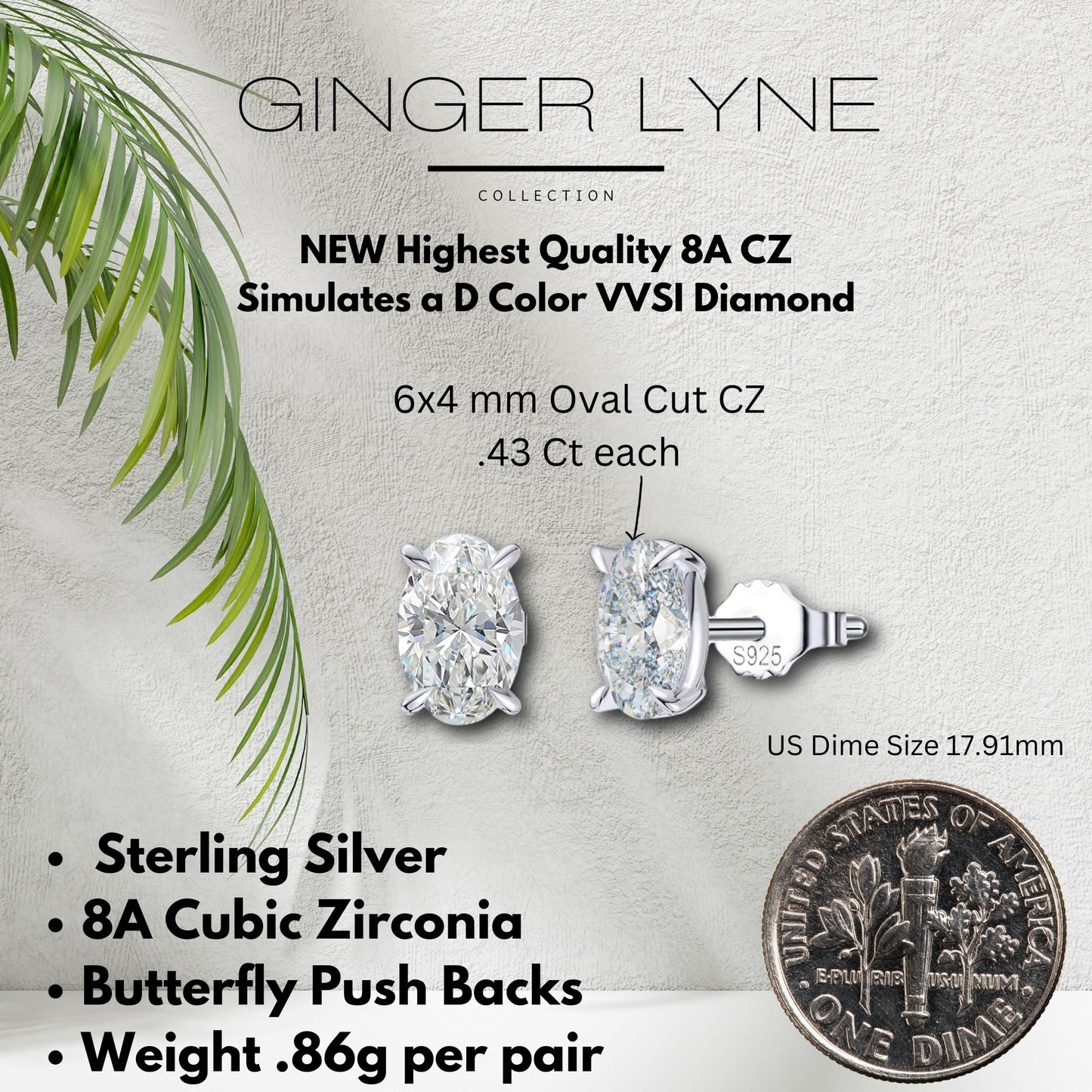OvalCutStudEarringsforWomen.86CtSimulatedDiamondSterlingSilverGingerLyne_Silver-4