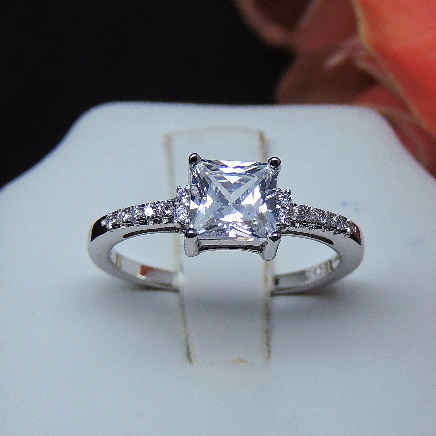 MorganEngagementRingPrincessCzSterlingSilverWomenGingerLyneCollection_Silver-2