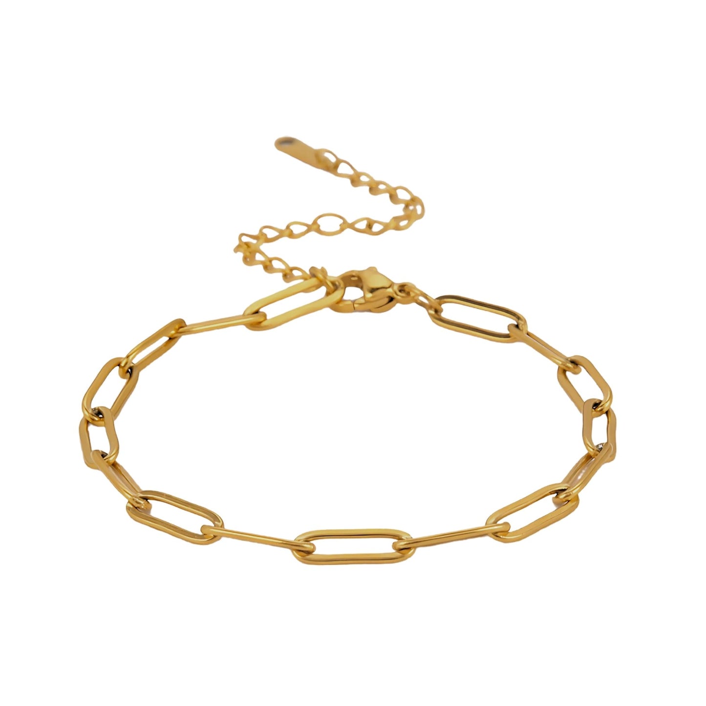 PaperclipChainNecklaceorBraceletforWomenorMenStainlessSteelGingerLyneCollection_Bracelet-Gold-1