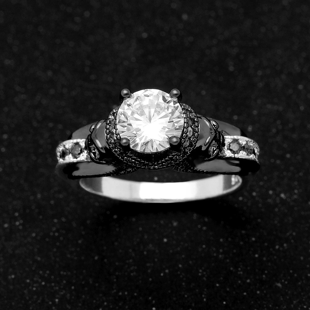 ChasityEngagementRingWomenBlackSkullsGothPunkStyleGingerLyneCollection_Black-2