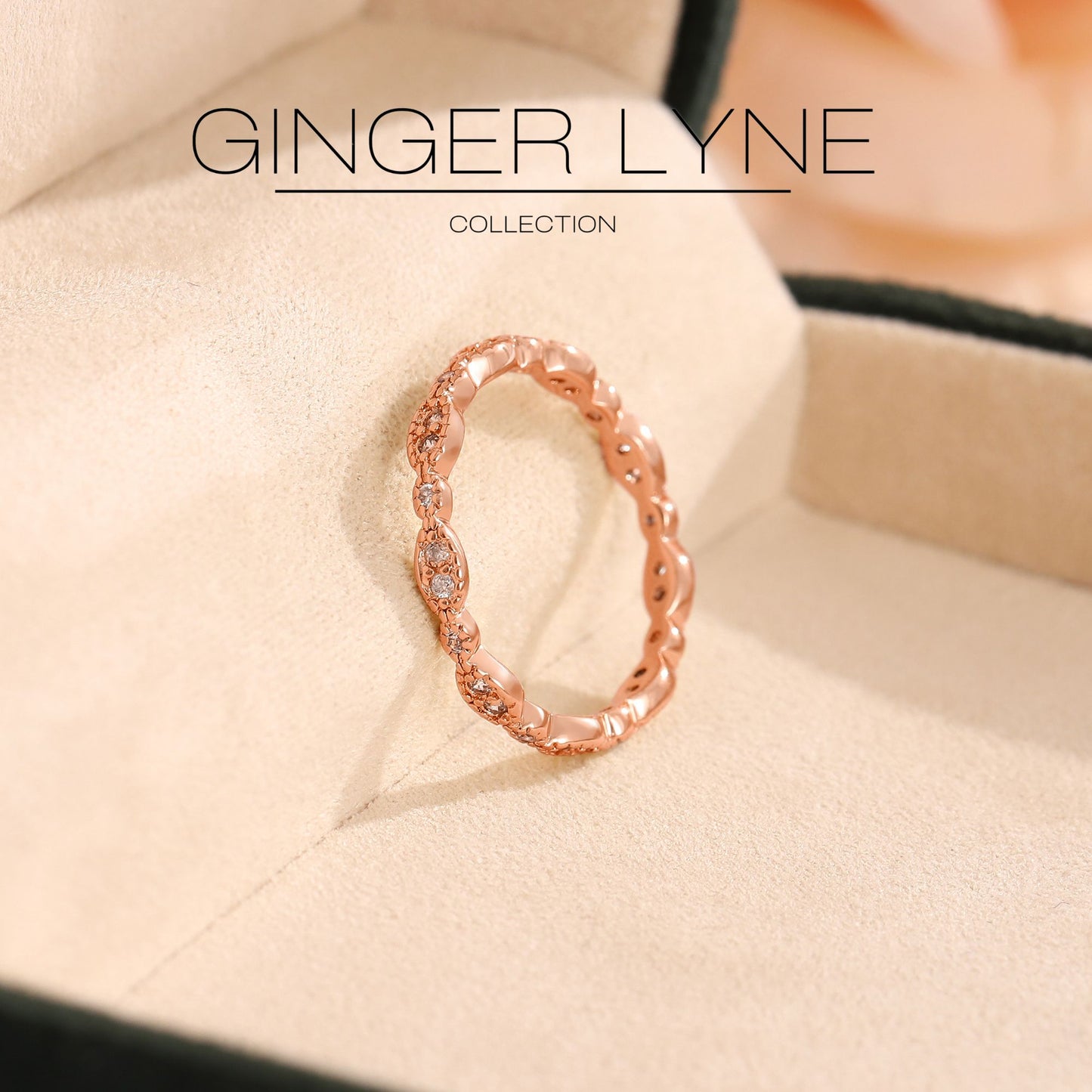 EternityWeddingBandforWomenCubicZirconiaSterlingSilverStackingRingsGingerLyneCollection_Scallop-RoseGold-3