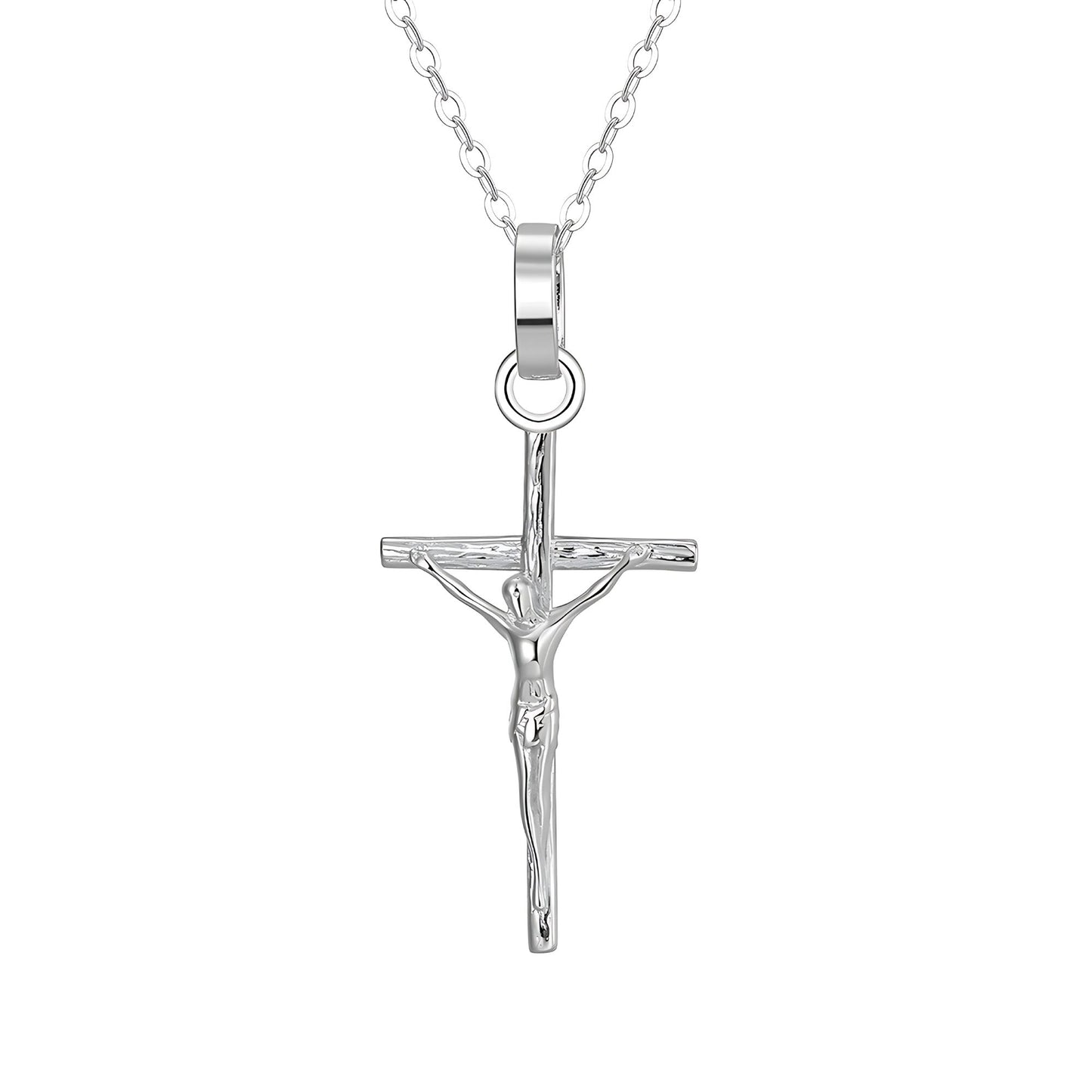 CrossNecklaceforWomenbyGingerLyneJesusontheCrossReligiousSterlingSilverPendantandChain_Silver-1