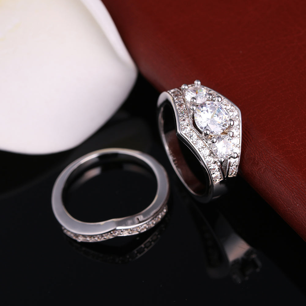 LeahaWeddingRingSetforWomen3pcBridalEngagementBandGingerLyneCollection_Silver-4