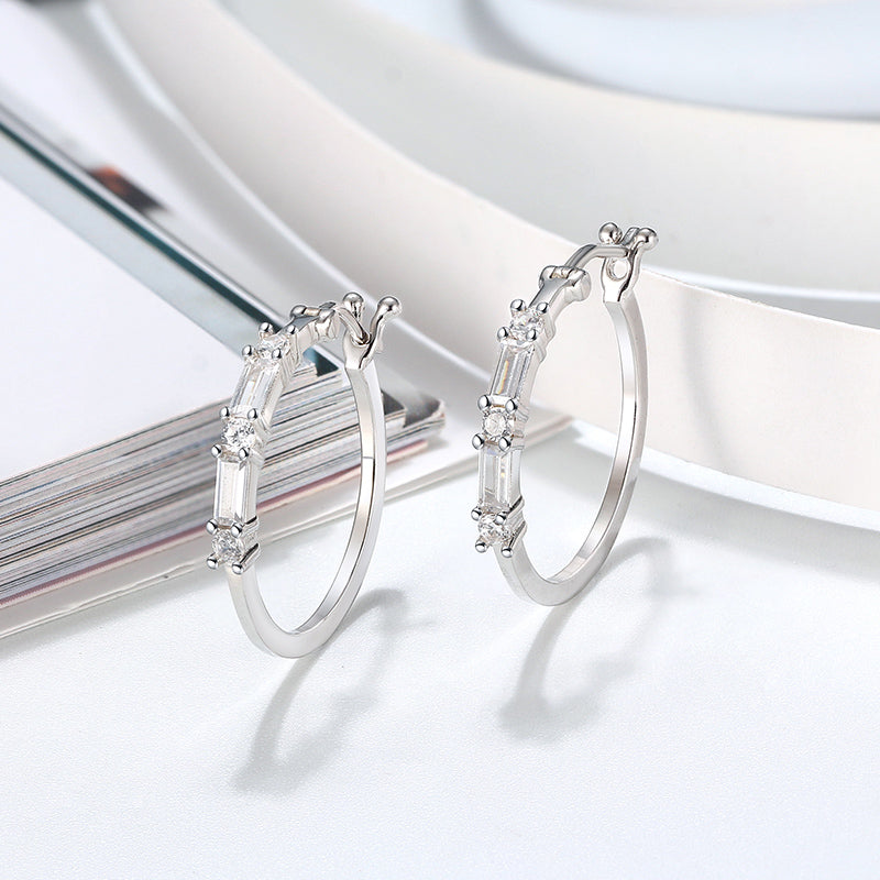 HoopEarringsforWomenCzBaguetteCutRoundSterlingSilverGingerLyneCollection_Silver-3