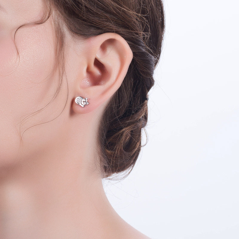 CatKittenEarringsforWomenSterlingSilverClearCZGingerLyneCollection_Silver-3