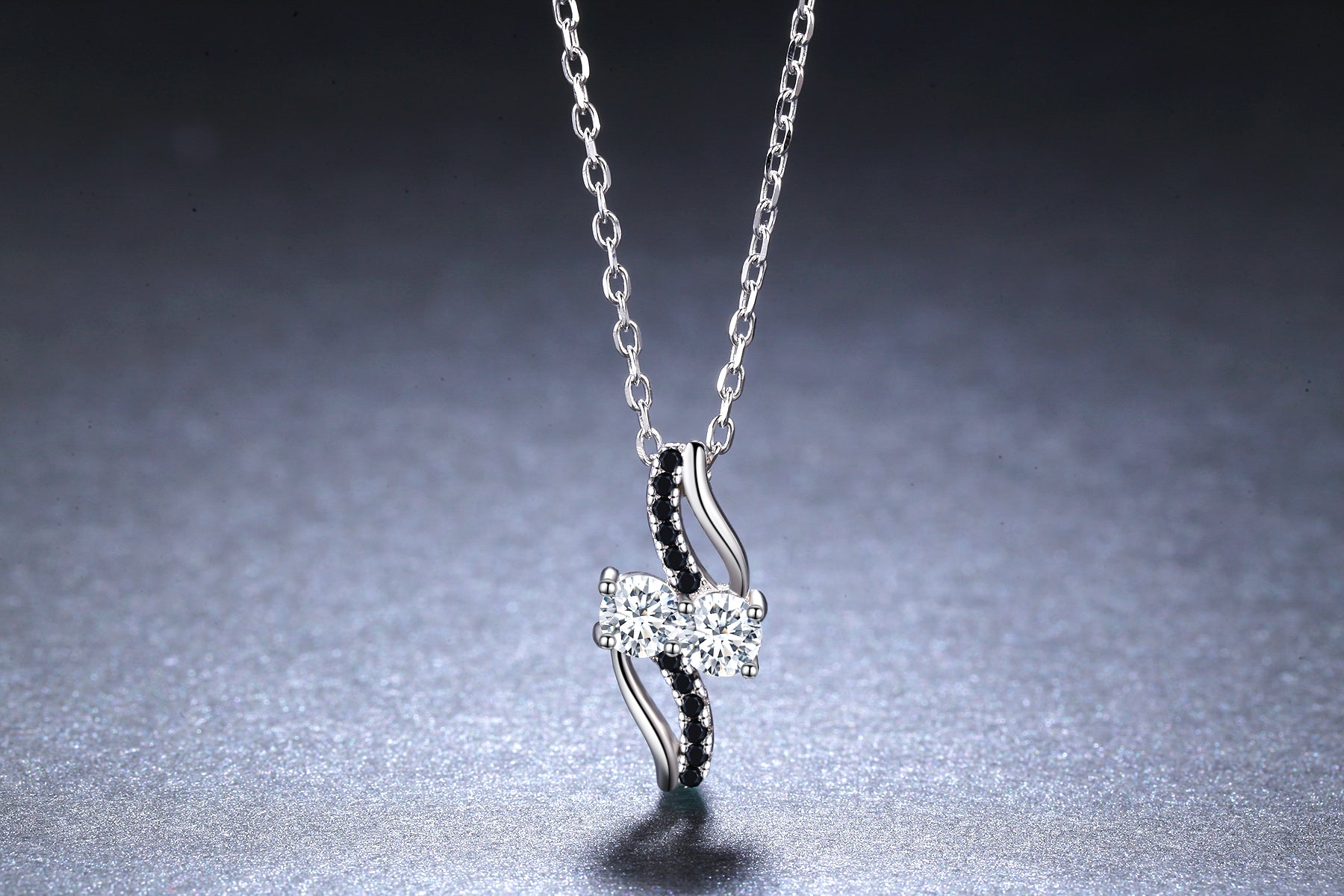 SadiePendantSterlingSilverBlackCzNecklaceWomensGingerLyneCollection_Clear-4