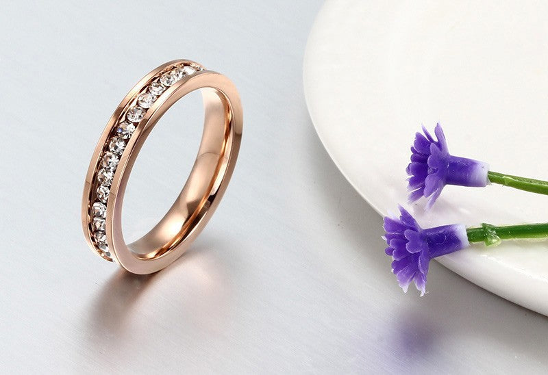 OneRowCzWeddingEternityBandRingSteelWomensMensGingerLyneCollection_RoseGold-3