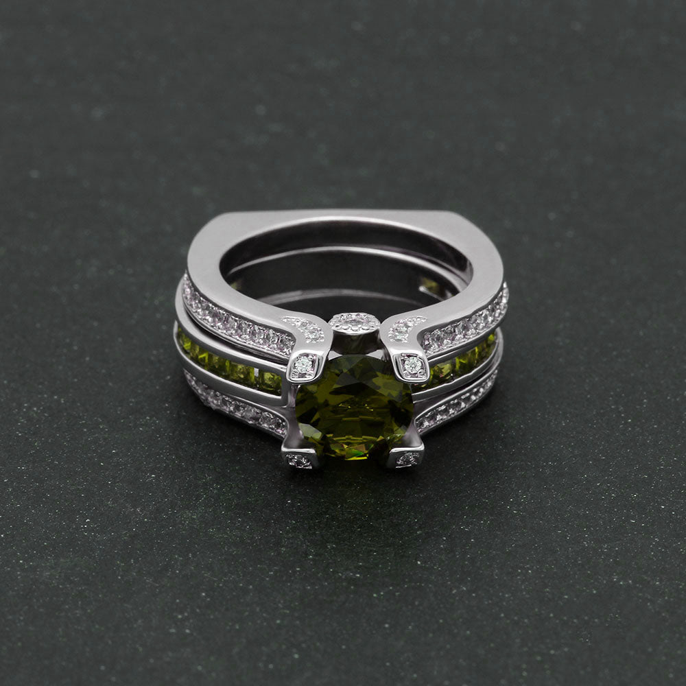 SkylarWeddingRingSetforWomenEngagementRingandMatchingBandCzGingerLyneCollection_Green/Green-2