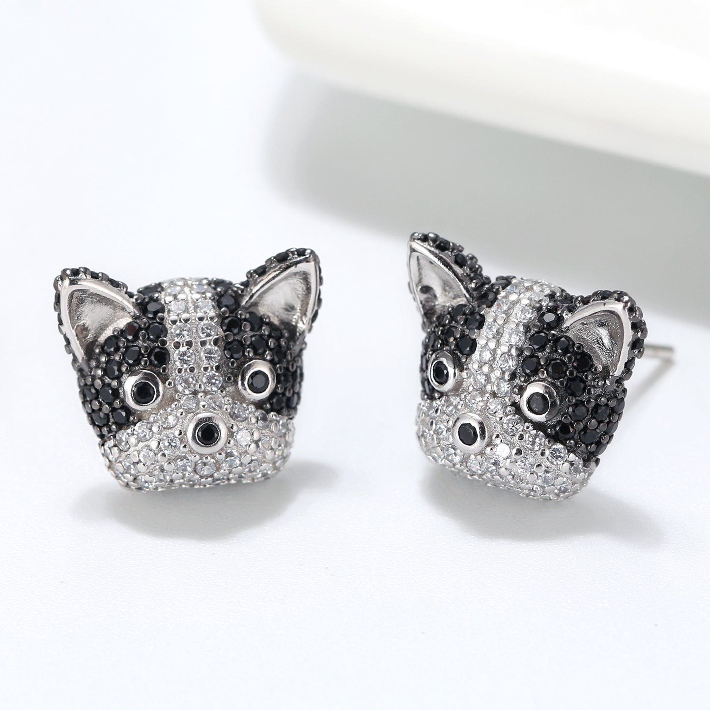 BostonTerrierDogStudEarringsforWomenbyGingerLyneBlackCzSterlingSilver_Silver-2