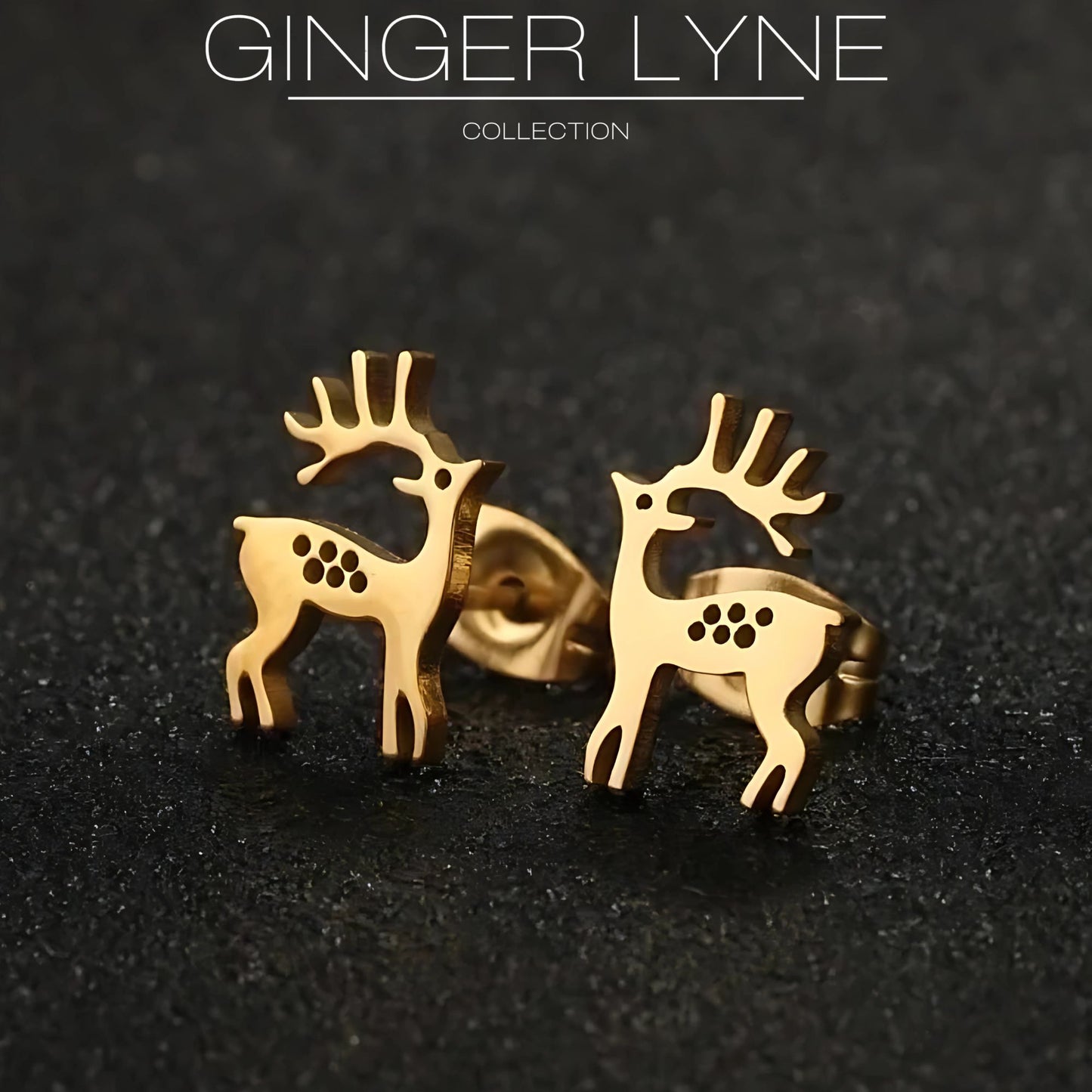 ReindeerEarringsforWomenGoldToneStainlessSteelStudButterflyBackbyGingerLyne_Gold-2