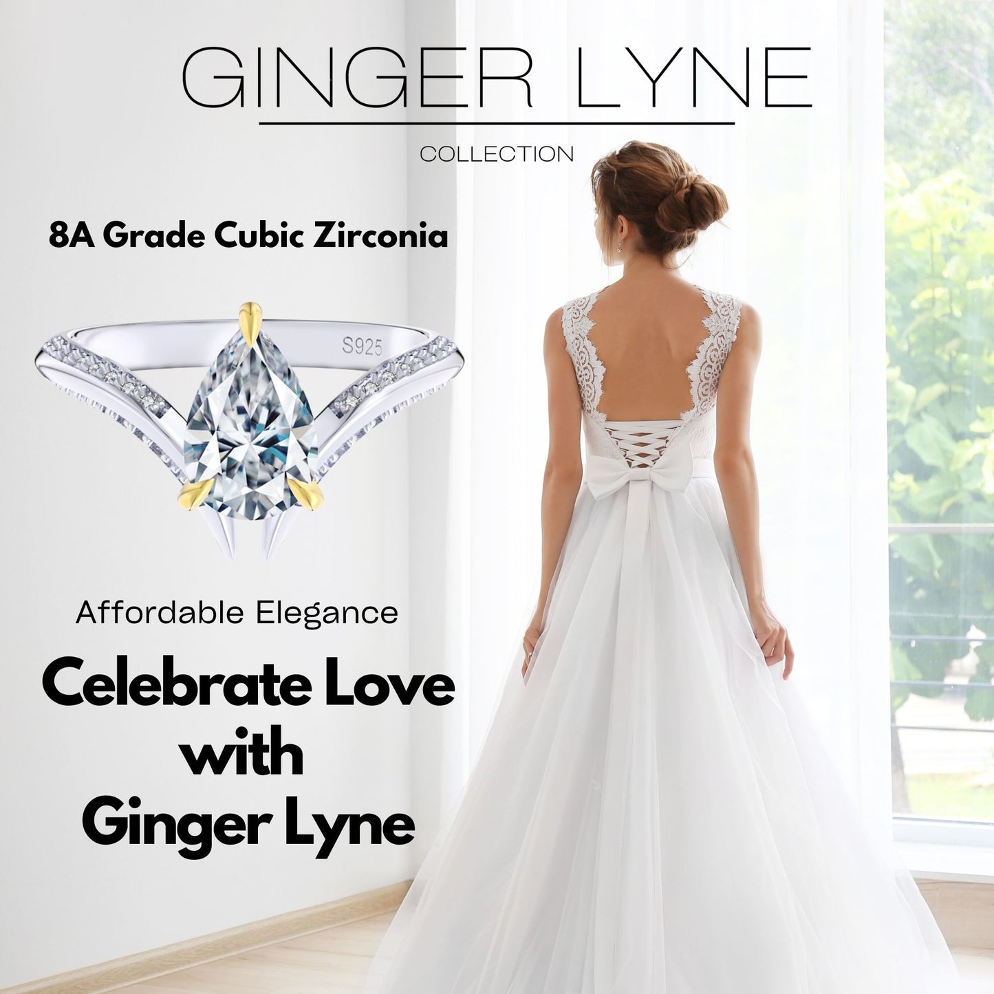 PearEngagementRingforWomenbyGingerLyne1.5CtSterlingSilverGoldWeddingRings_Silver-6