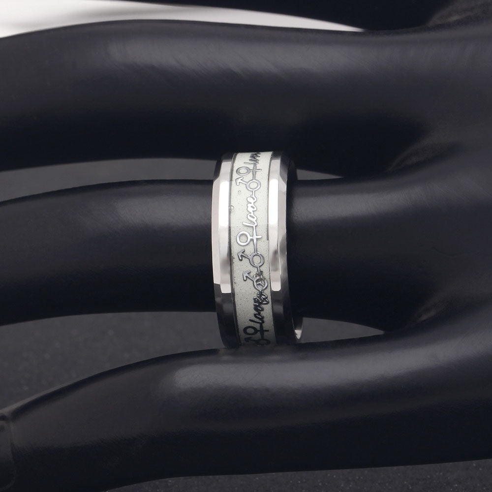 LoveGlowInDarkWeddingBandRingStainlessSteelMenWomenGingerLyneCollection_Green-5