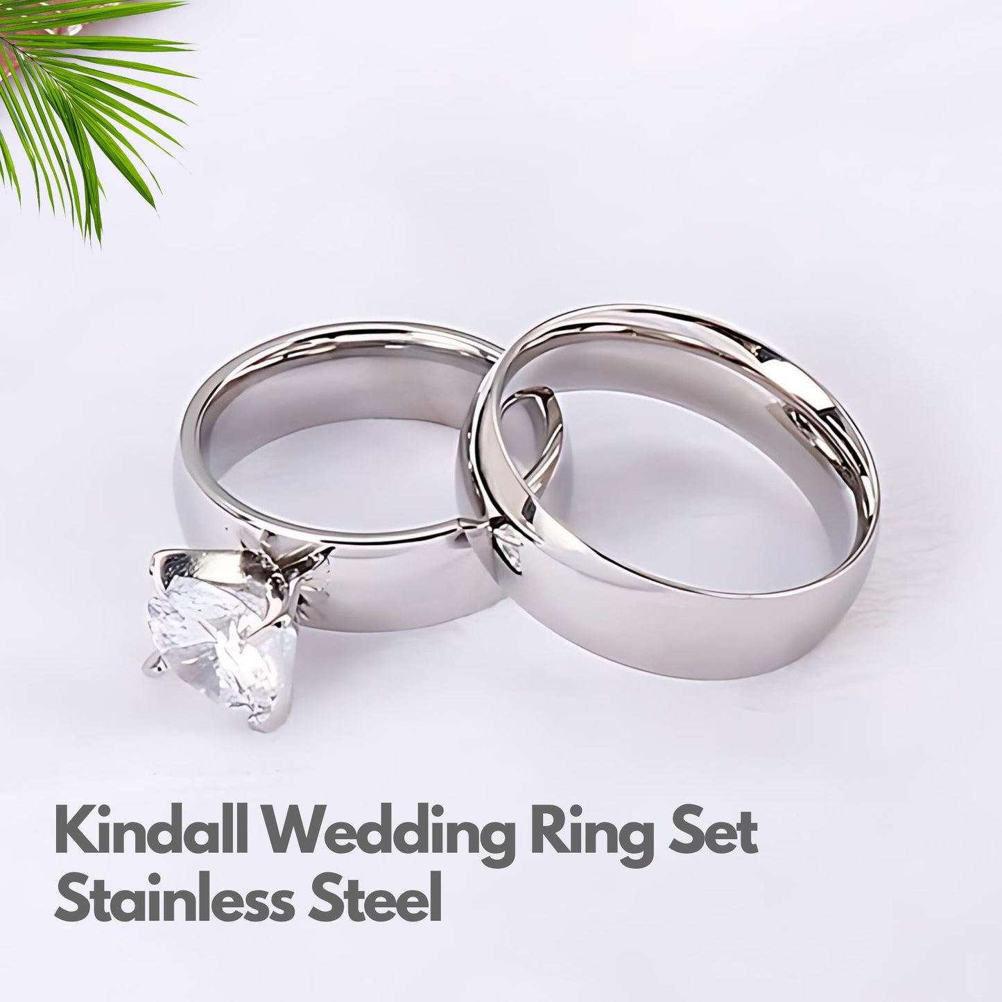 KindallWeddingRingSetforwomenGoldStainlessSteelEngagementRingandBandbyGingerLyne_Silver-2